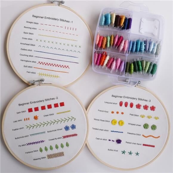 Beginners Embroidery Practice kit 3 Sets to Learn 30 Different Stitches - Picture 4 of 7